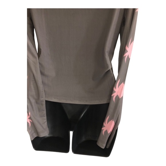 Marvel’s Spiderman Gwen olive green brown pink graphic print sheer mesh top sz L - Picture 11 of 16
